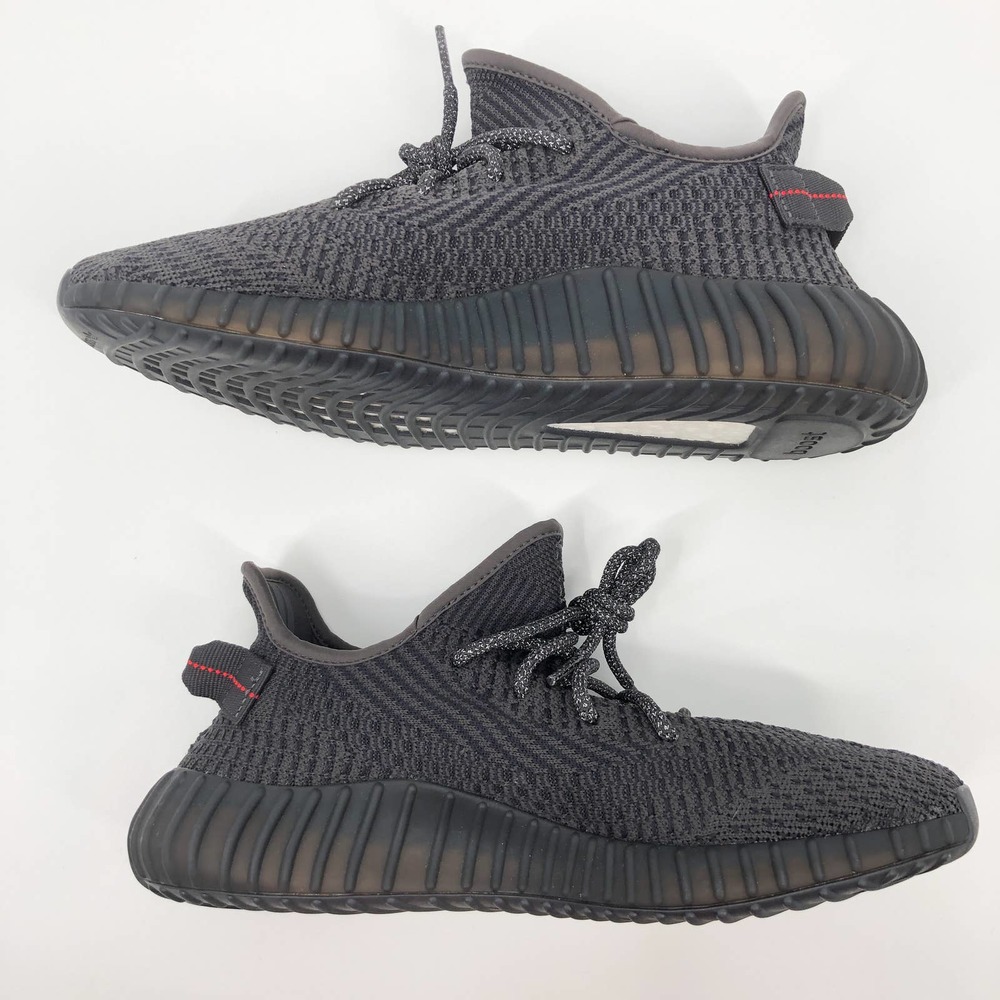 Adidas Yeezy Boost 350 V2 Static Black Non-Reflective Running Shoes 9 - Picture 4 of 12